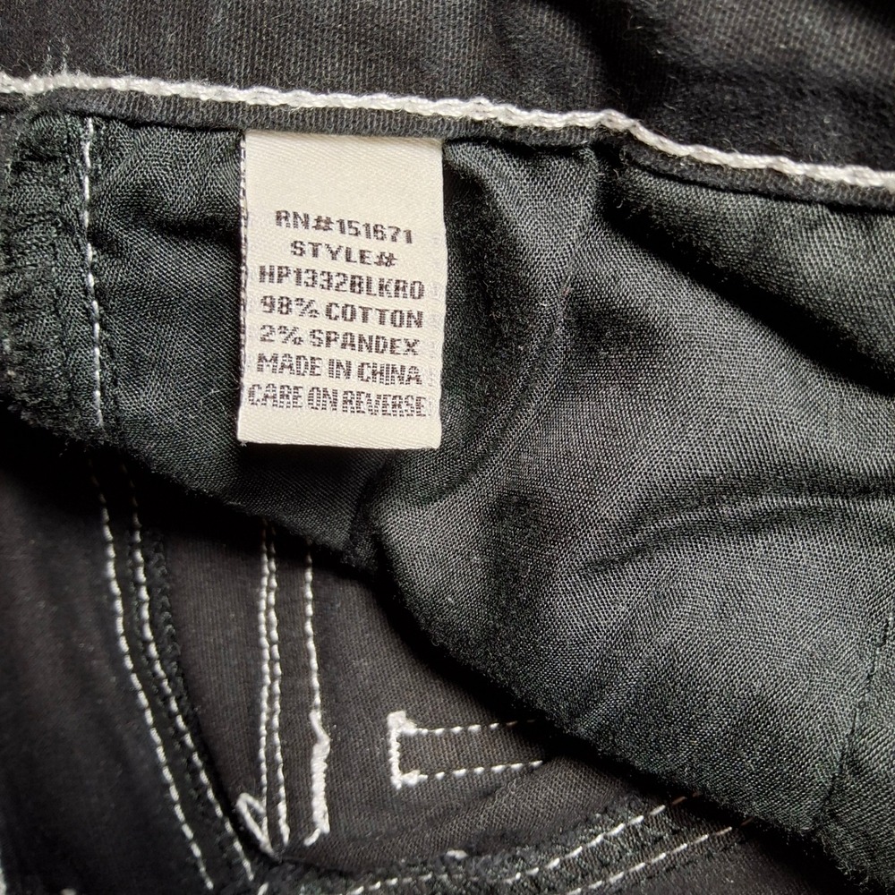 Vtg Hot Kiss Cargo Pants Jrs 7 Black Contrast Stitch Wide Leg Y2K Utility Grunge - Picture 7 of 8